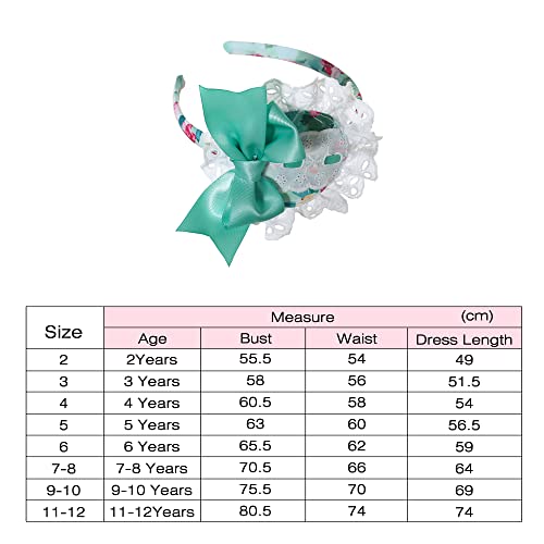 Ju petitpop Kid Girls Vintage Summer Green Flower Casual Clothing Toddler Spring Pretty Birthday Holiday Party Dresses