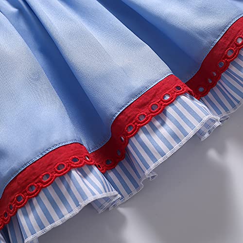 Ju petitpop Girls Toddler Blue Summer Ruffle Striped Clothing Teenage Casual Dresses Size 3-4 5-6 7-8 9 10 11 12 Years